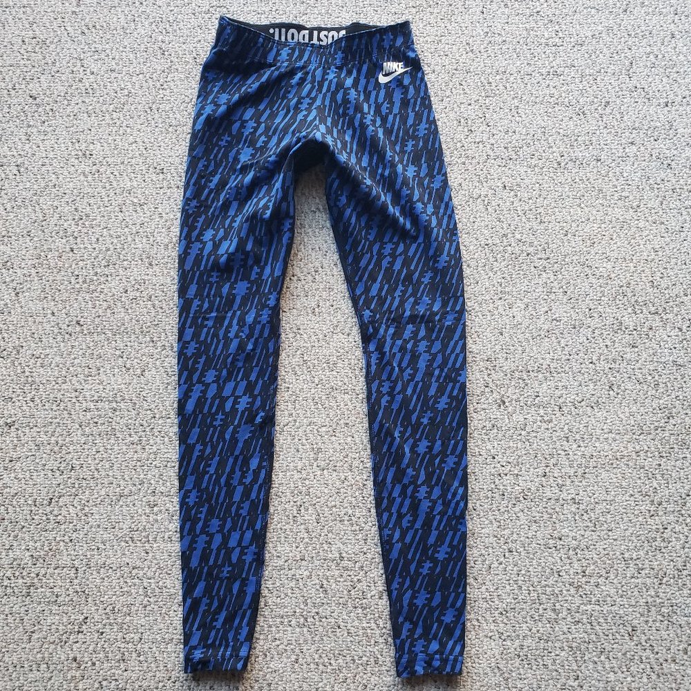 Nike Pro blue-black soft cotton leggings - Size XS
